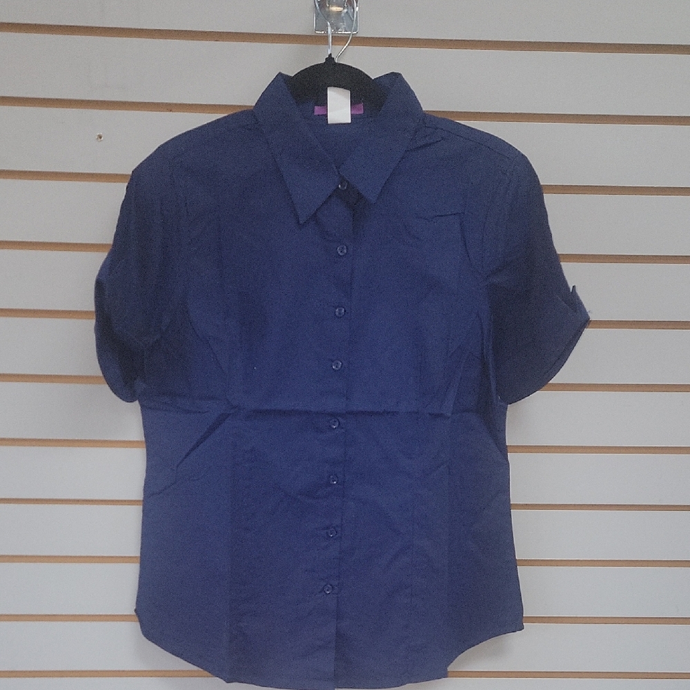 Navy Blue Women's Button-Up Shirt - Picture 1 of 5
